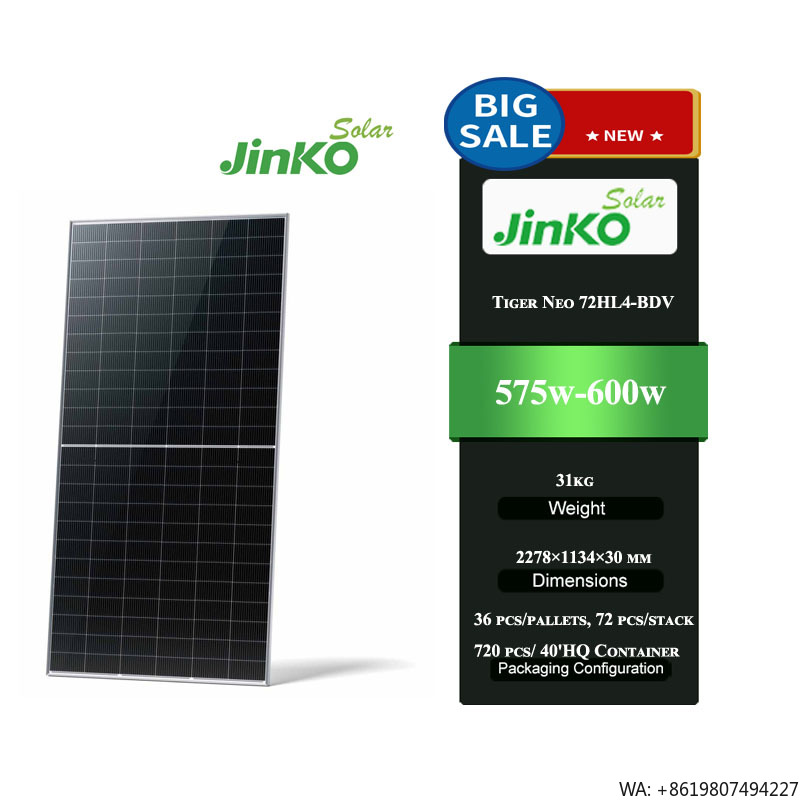 Jinko Solar Panel Tiger Neo - แผงโซลาร์เซลล์คุณภาพสูง Jinko Tiger Neo 72HL4-BDV 575-600W