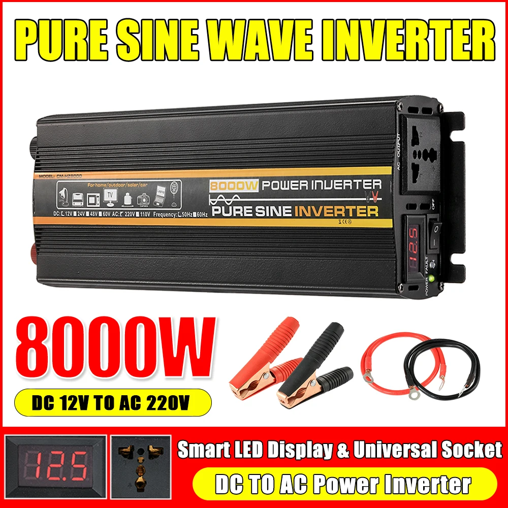 Pure Sine Wave Inverter - Pure Sine Waveอินเวอร์เตอร์12V 24Vถึง220V 8000W/6000W/4000W/3000W DC