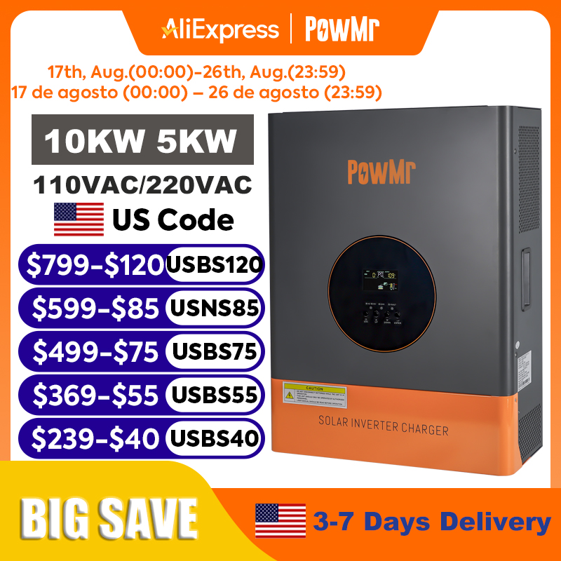 อินเวอร์เตอร์ PowMr 10KW 5KW แ - Flexible Solar Panel บทวิจารณ์และราคา